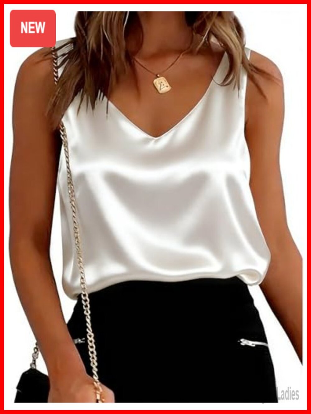 Satin Tank Top Sleeveless V Neck Camisole Summer Casual Shirt